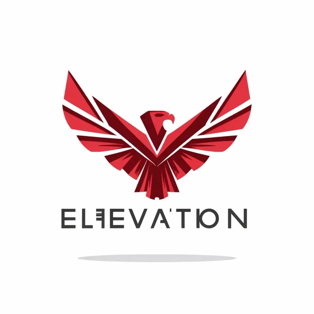 a logo design,with the text "Elevate every day", main symbol:Eagle , E,red and black colours,Minimalistic,clear background