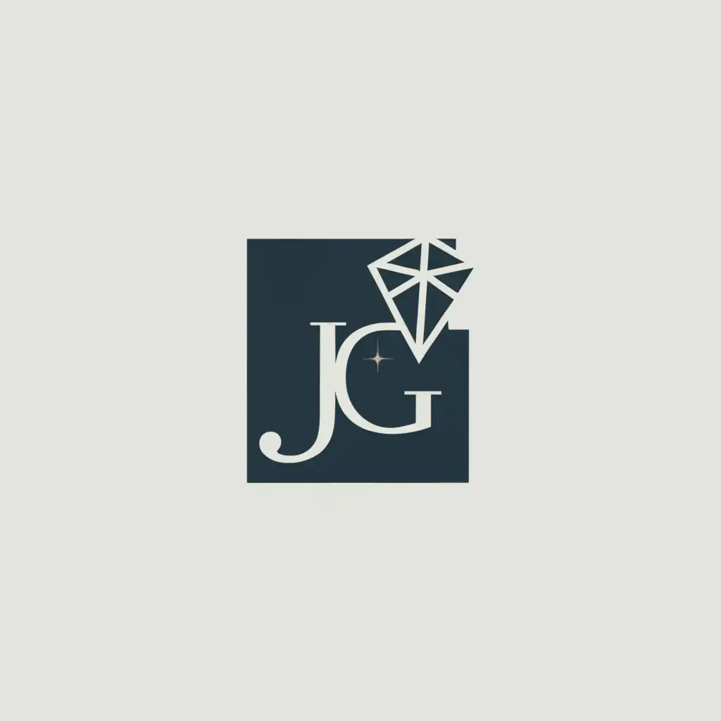 a logo design,with the text "JG", main symbol:berlian,Minimalistic,clear background