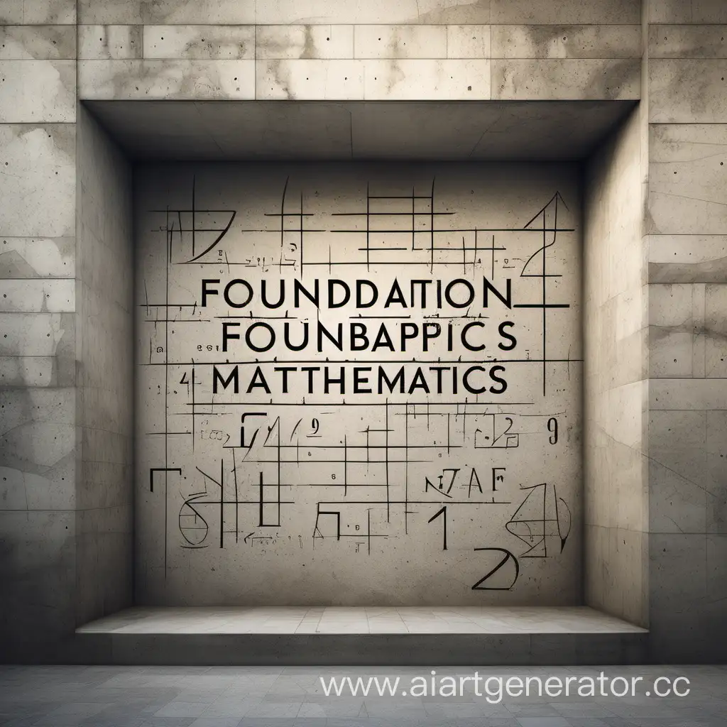 Создай картинку с надписью Фундамент математики на русском языке. Фон бетонный,  с цифрами

