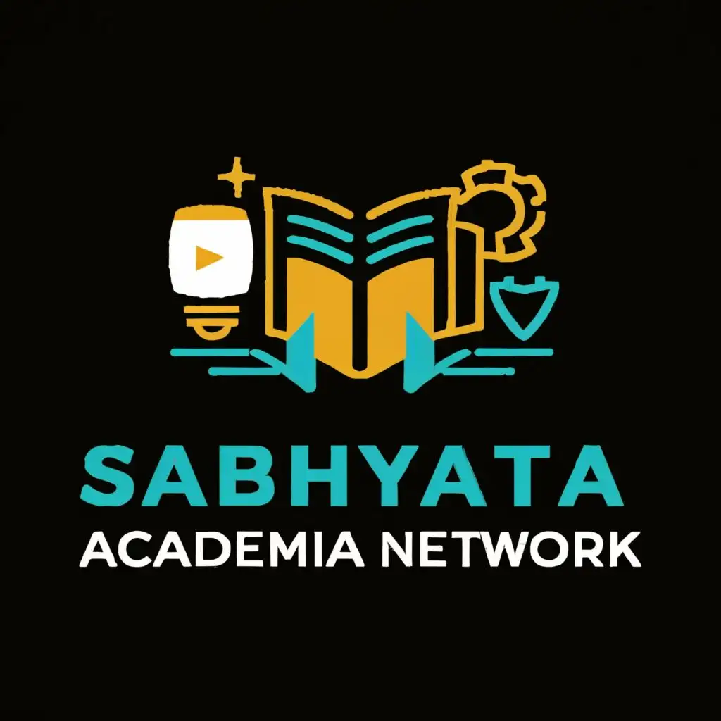 logo, A book , computer, youtube , with the text "SABHYATA ACADEMIA NETWORK", typography