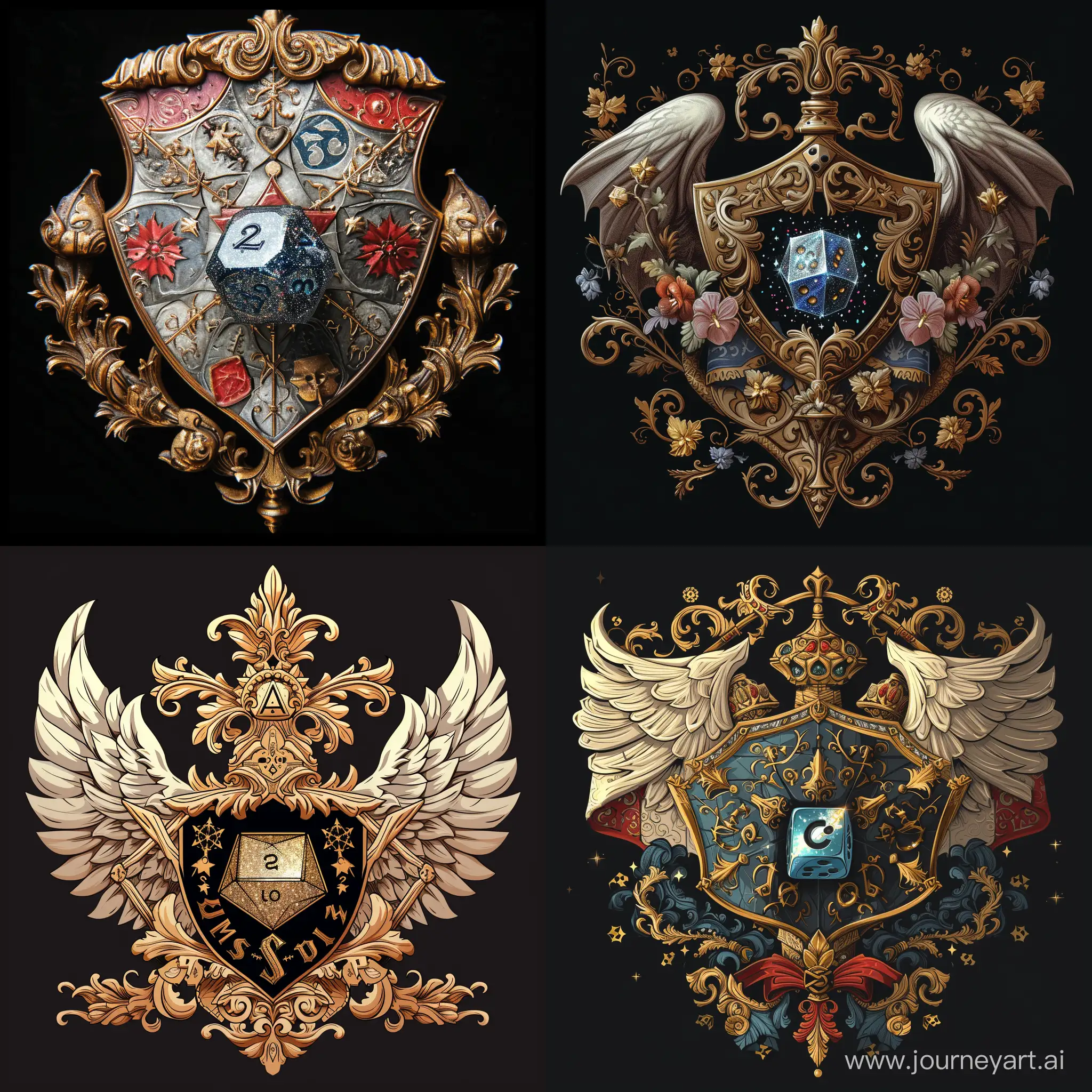 Enchanting-Coat-of-Arms-with-a-Shimmering-D20-Fantasy-Elegance