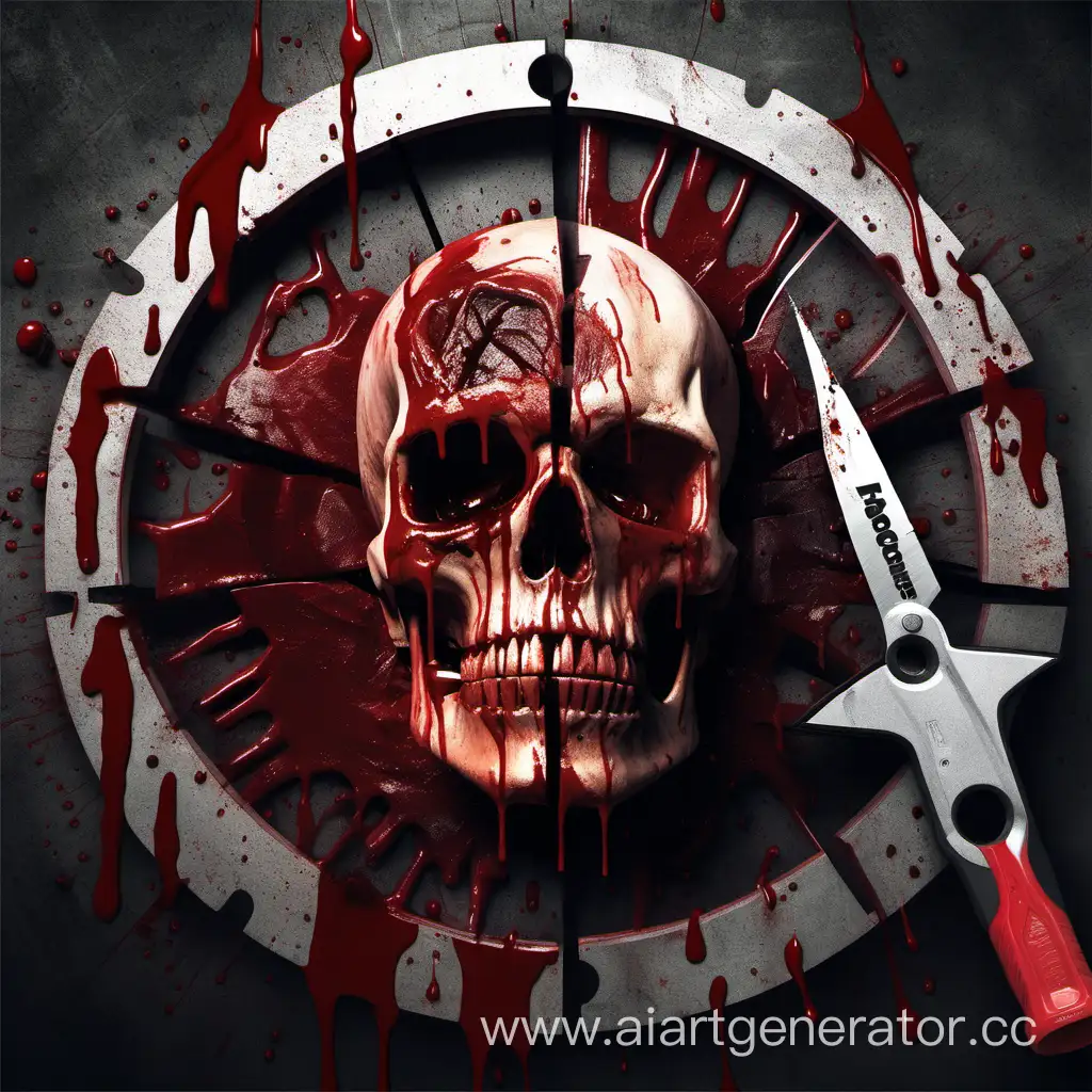 Dark-and-Gruesome-Circular-Saw-Art-with-Blood-and-Skull