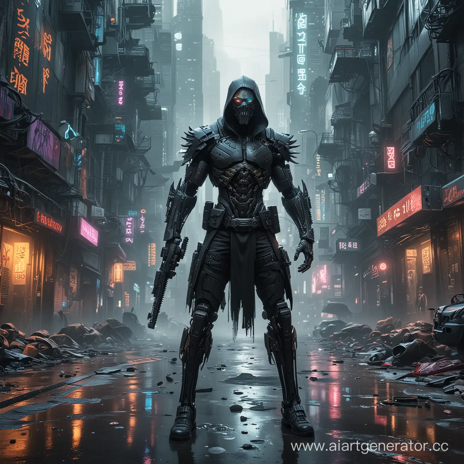 The God of Death wreaks havoc on the streets of cyberpunk city