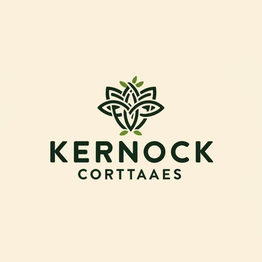 a logo design,with the text 'Kernock Cottages Cornwall', main symbol:eucalyptus, heather, celtic, cornwall,Minimalistic,be used in Travel industry,clear background