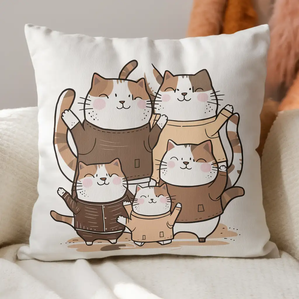 Cheerful-Minimalist-Family-of-Kittens-Basic-Cat-Style