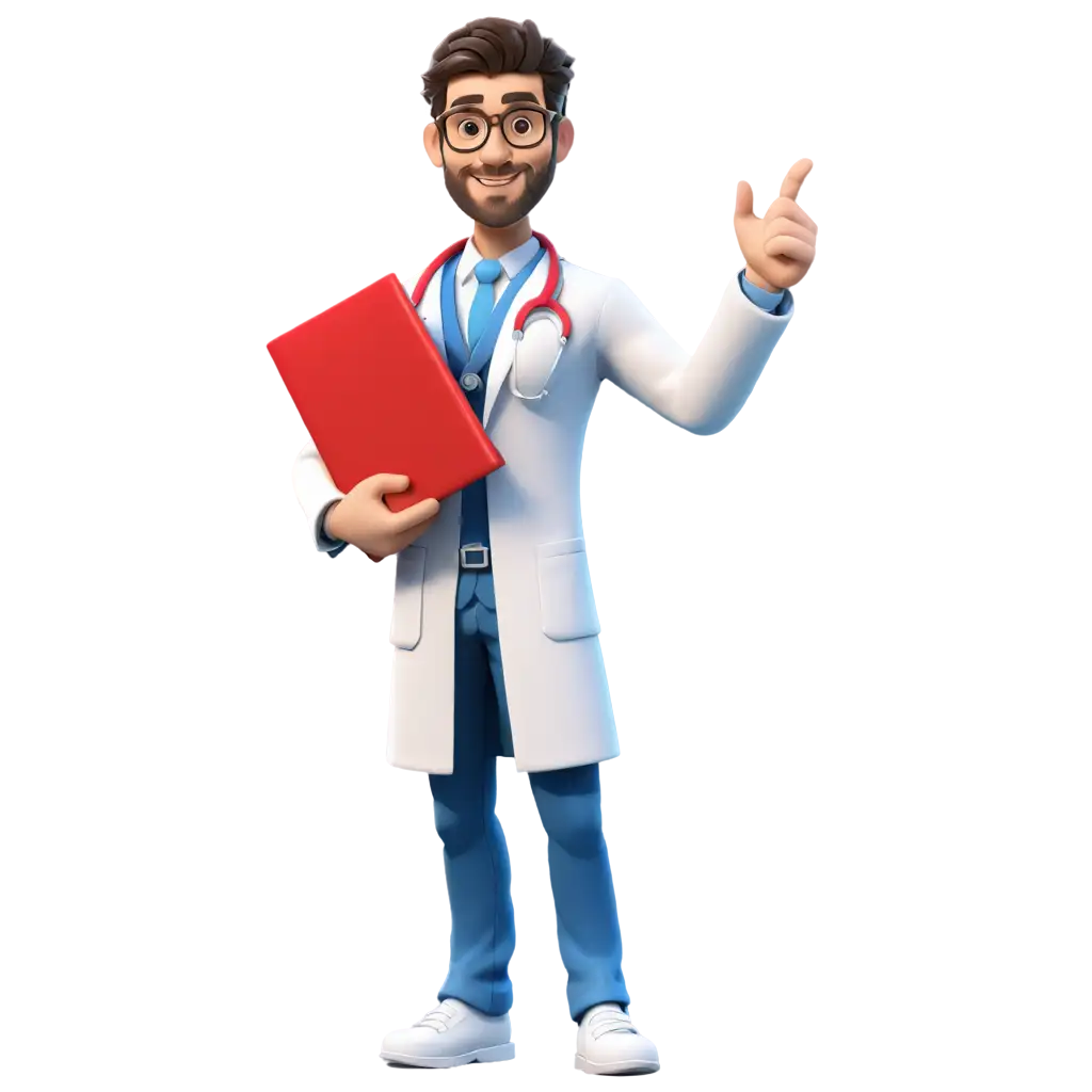 3d doctor with report in hand