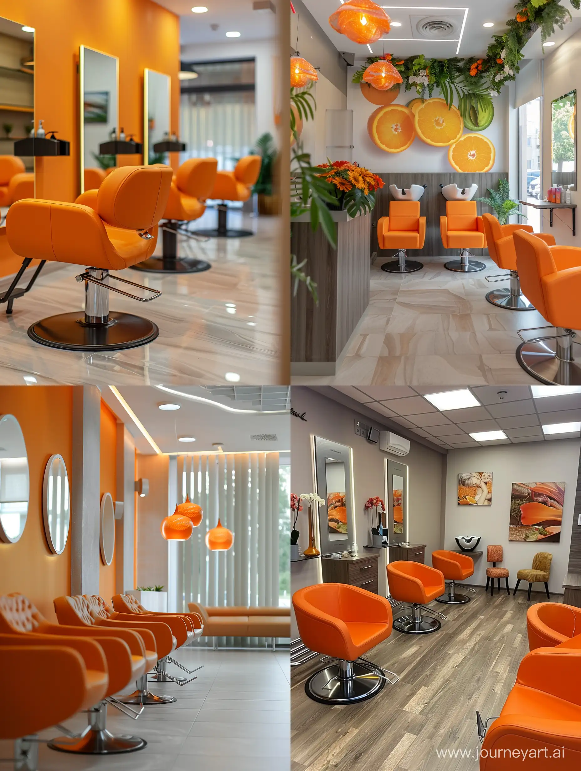 Economy-Class-Beauty-Salon-Vibrant-Orange-and-SaladColored-Freshness-with-Two-Hairdressers