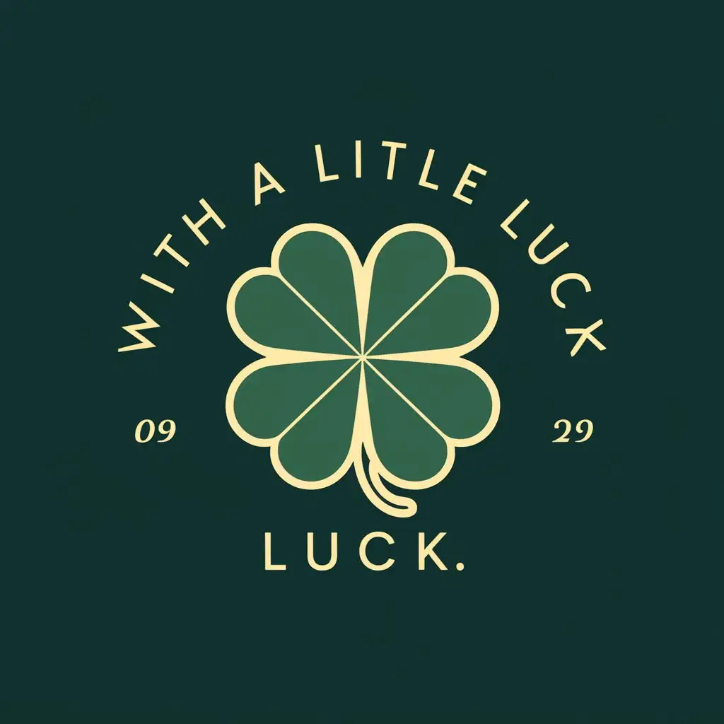 LOGO-Design-For-FortuneLeaf-FourLeaf-Clover-Emblem-with-With-a-Little-Luck-Typography