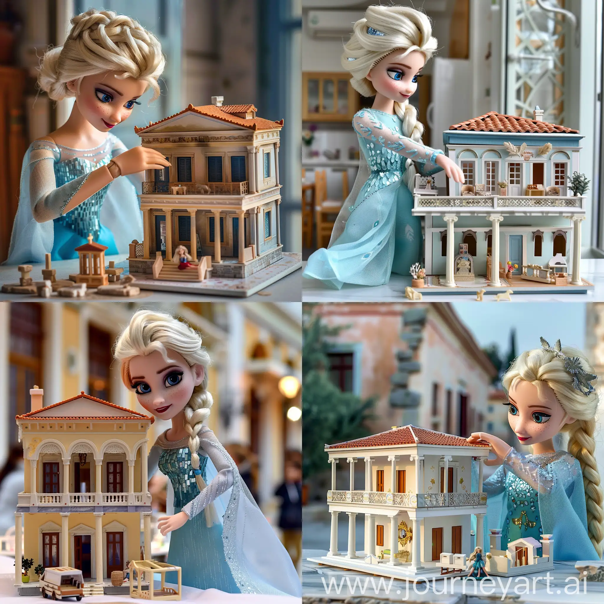 Elsa-Frozen-Playing-with-Dollhouse-in-Athens-Greece