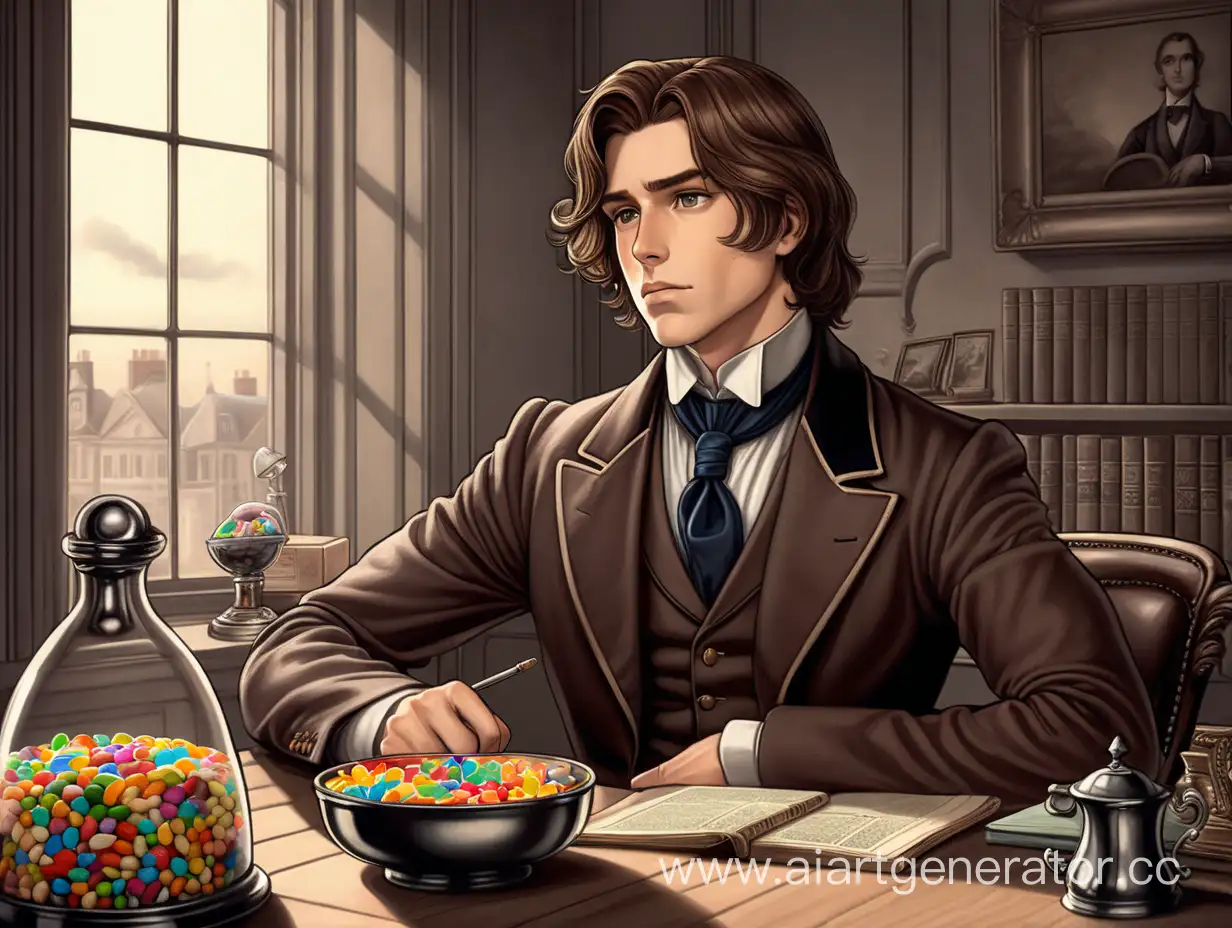 Victorian-Dandy-Contemplating-with-Candy-Bowl-in-Comic-Style