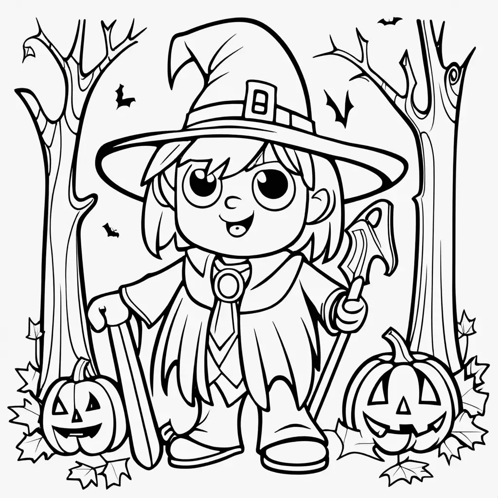 Spooky Halloween Coloring Pages for Kids Simple Black and White Designs