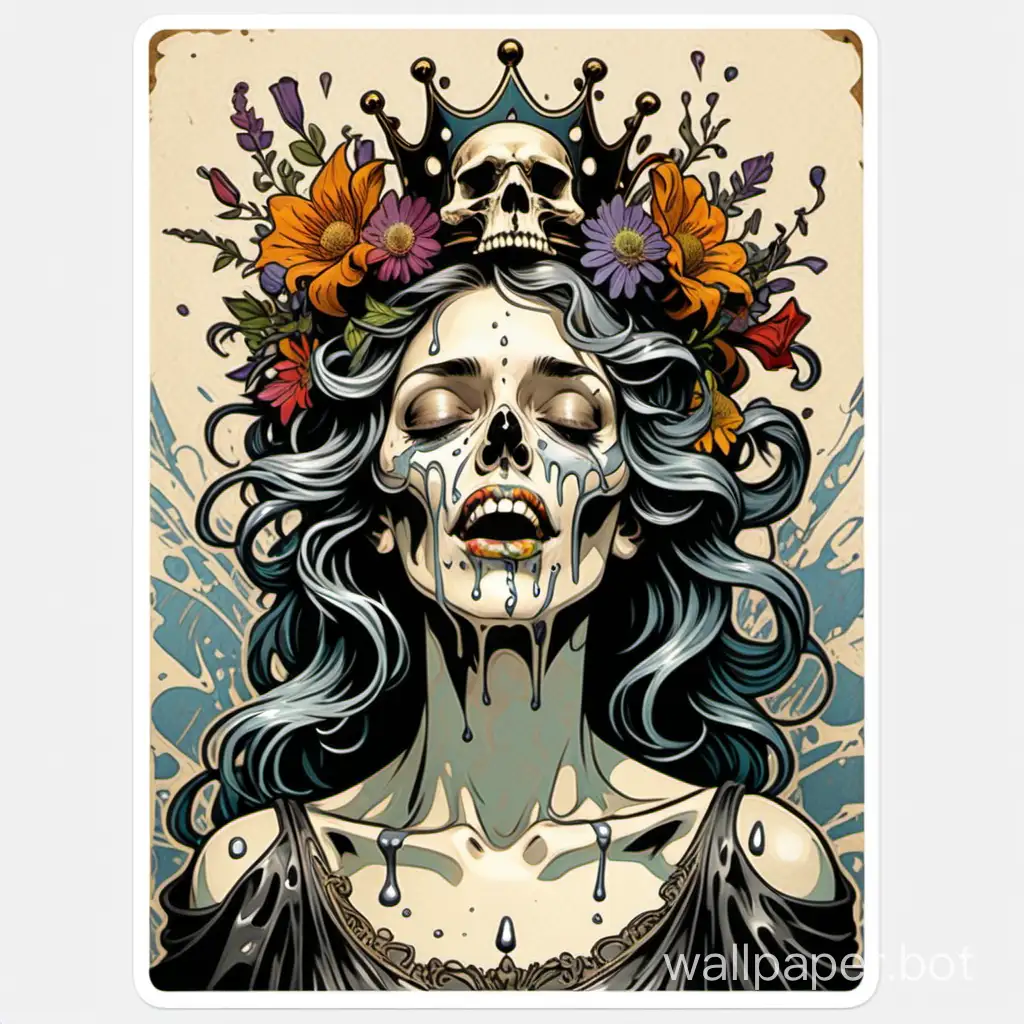 Eccentric-Woman-with-Skull-Face-Crown-in-Alphonse-Muchainspired-Poster