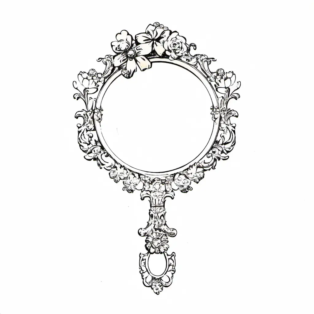 
 vintage hand mirror, flowers,diamonds bows

