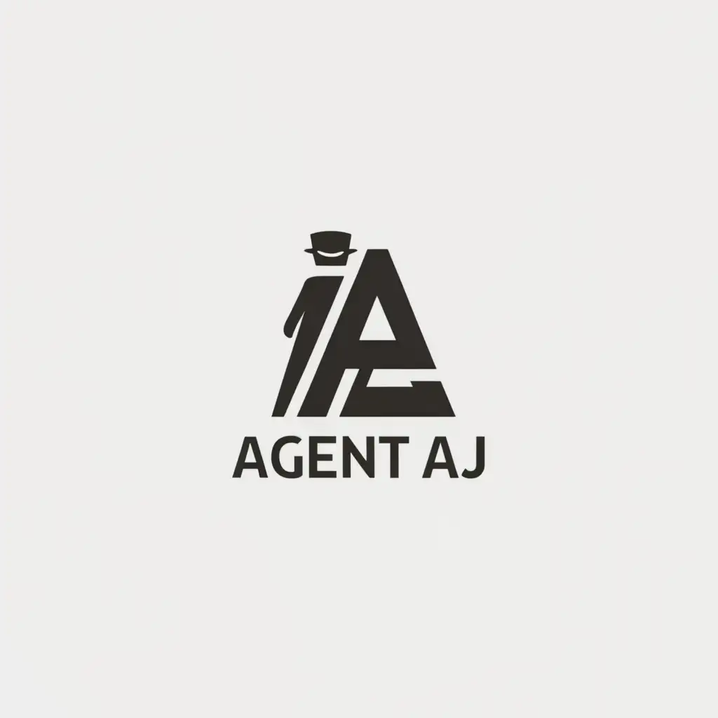 a logo design,with the text "Agent AJ", main symbol:dark agent,Minimalistic,be used in Technology industry,clear background