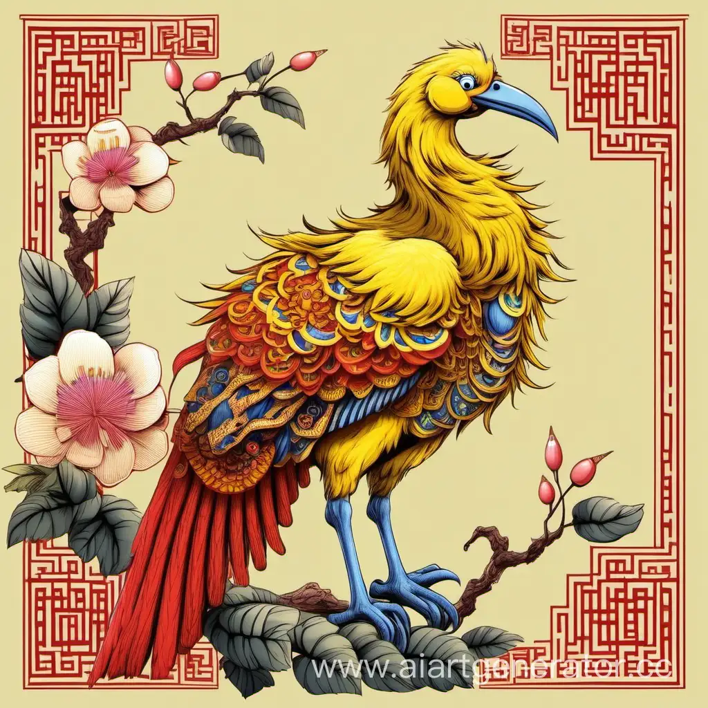 Colorful-OrientalInspired-Big-Bird-Illustration