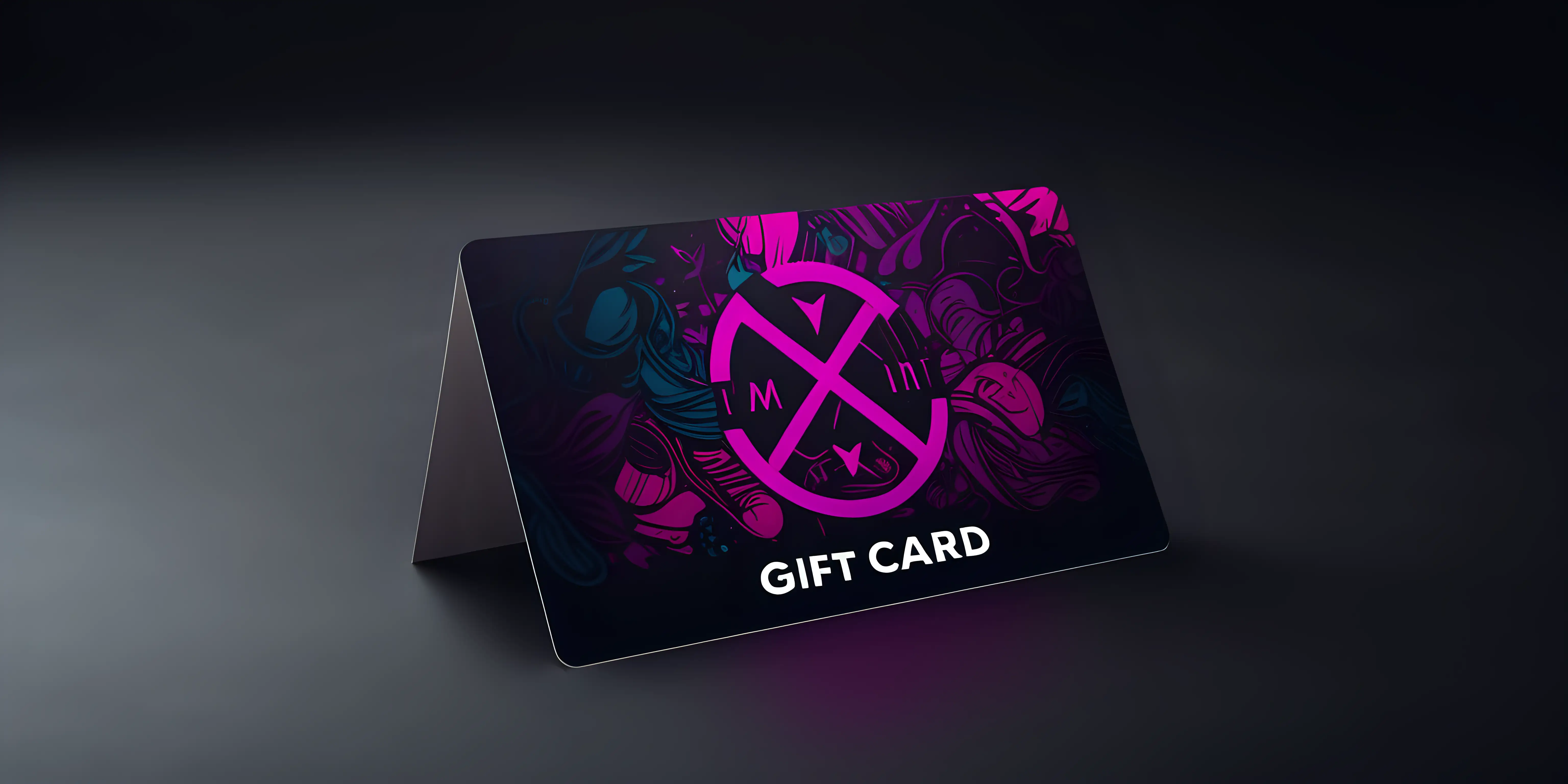 mockup image of gift-card. dark vibrant hip-hop club setting.