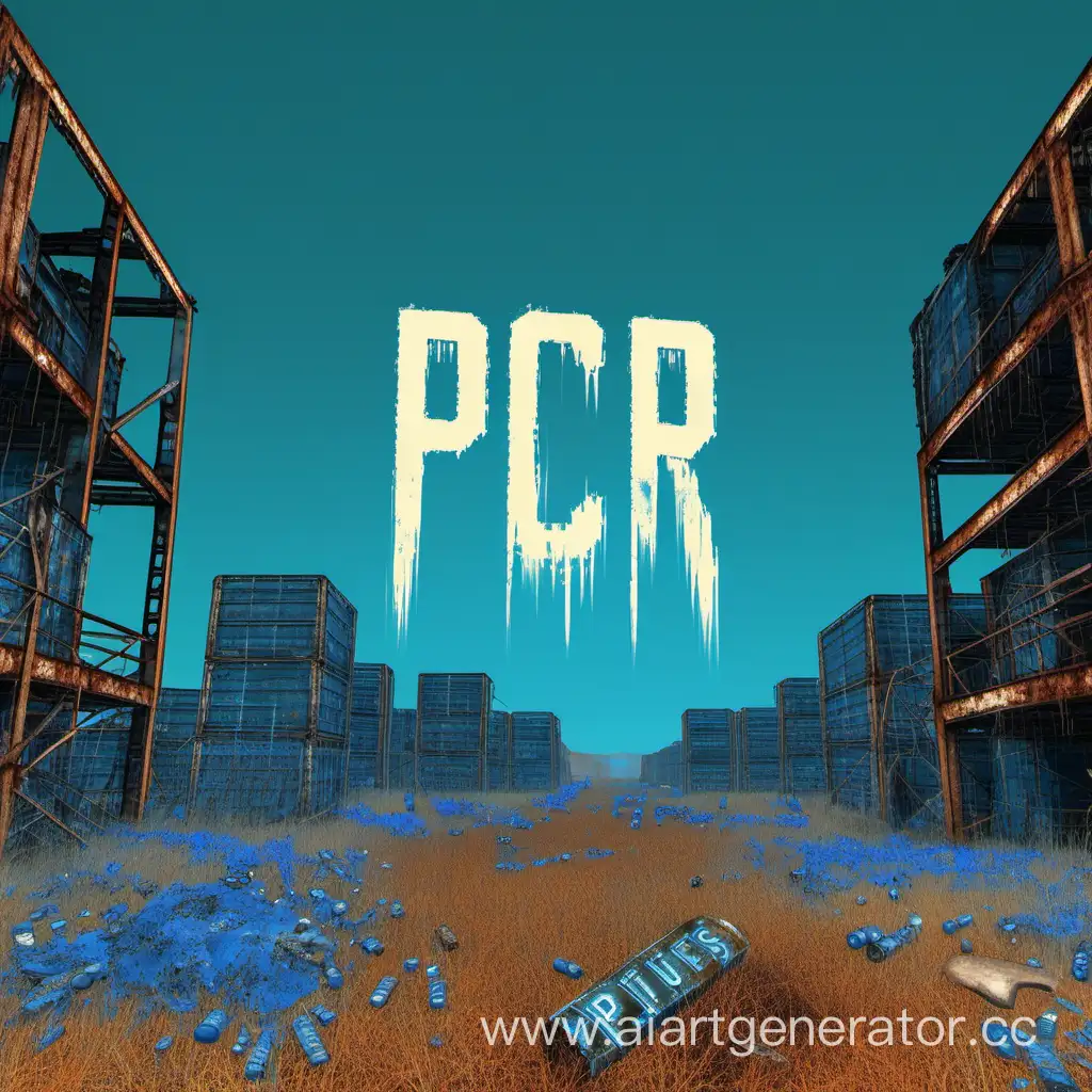 Фотография в синем цвете, на переднем плане написано PCR, а на заднем частички игры Rust