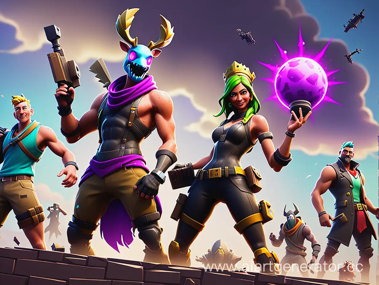 Epic-Battle-between-Mythical-Creatures-and-Mortal-Warriors-in-Fortnite-Universe