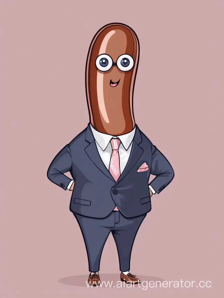 Feminine-Sausage-Wearing-Business-Suit-with-Coquettish-Expression