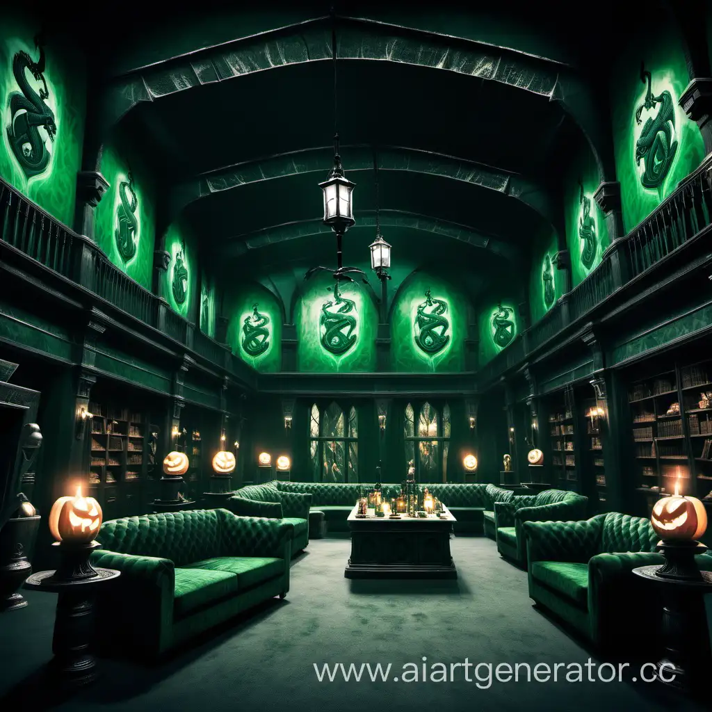 large Slytherin common room, Halloween party