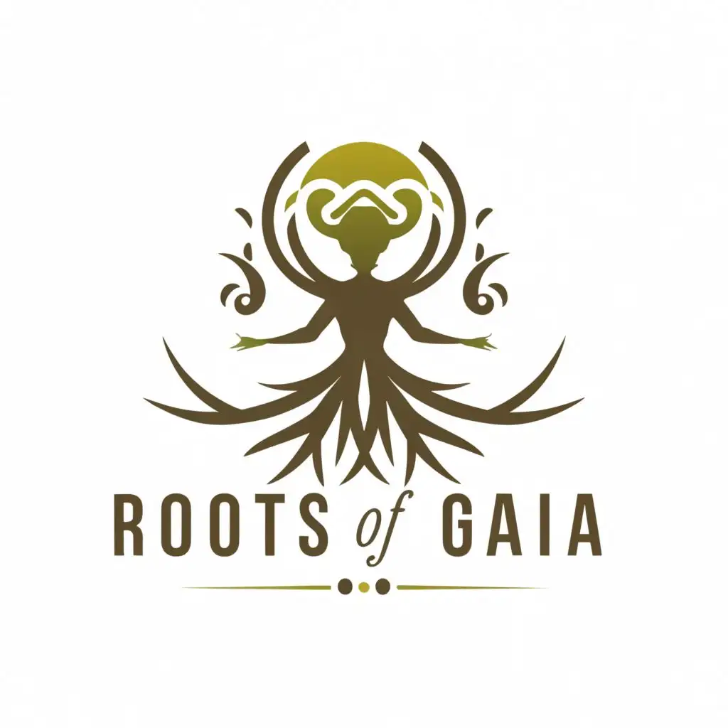 a logo design,with the text "Roots Of Gaia", main symbol:earth, empress, roots,complex,be used in Events industry,clear background