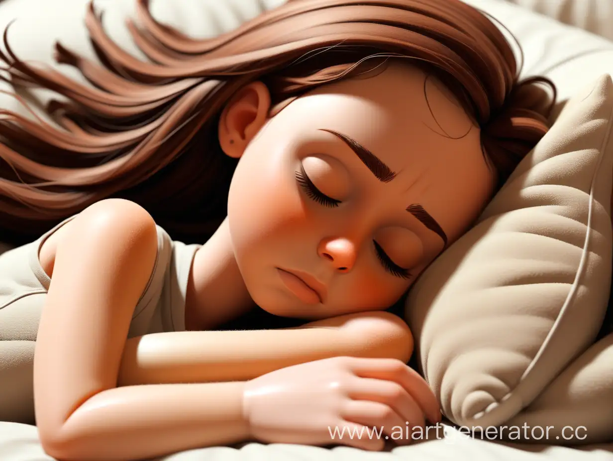 Adorable-Girl-Napping-with-Gorgeous-Brown-Hair