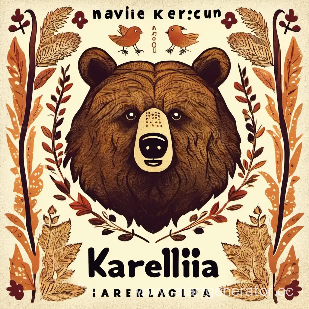 открытка на день родного языка
для карелии, с медведем
