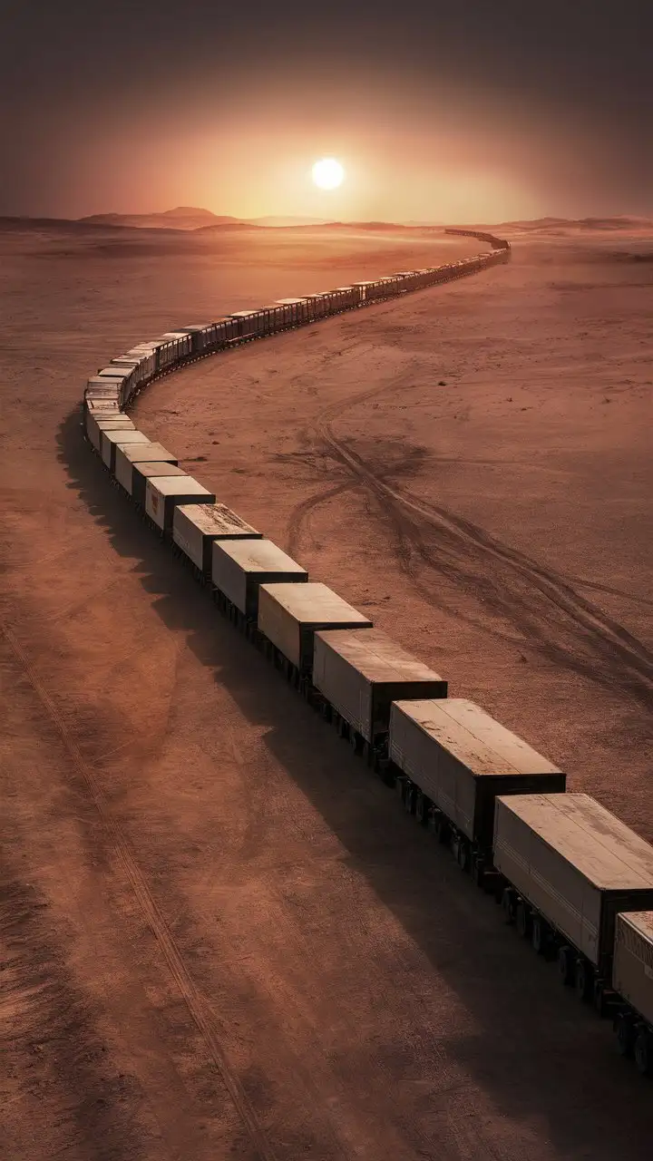 RecordBreaking Desert Convoy Longest Road Train Crossing Arid Sands