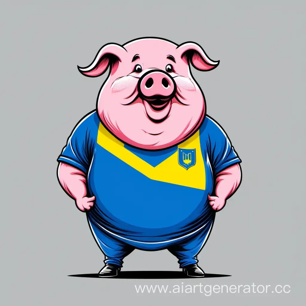 Chubby-Ukrainian-Patriot-Pig-Wearing-Branded-TShirt