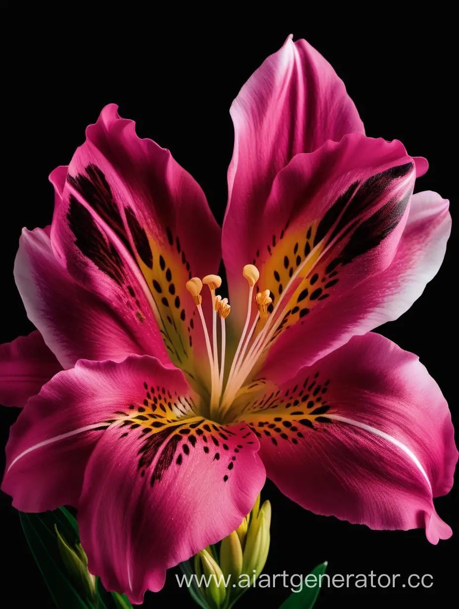 Vibrant-Alstroemeria-Flower-CloseUp-on-Dark-Pink-Background