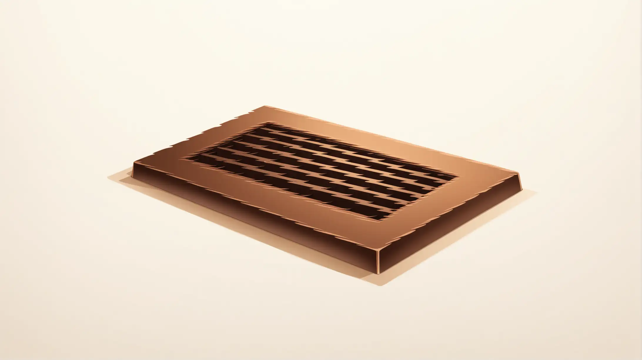 illustration of rectangular long brown vent on floor on white background. 