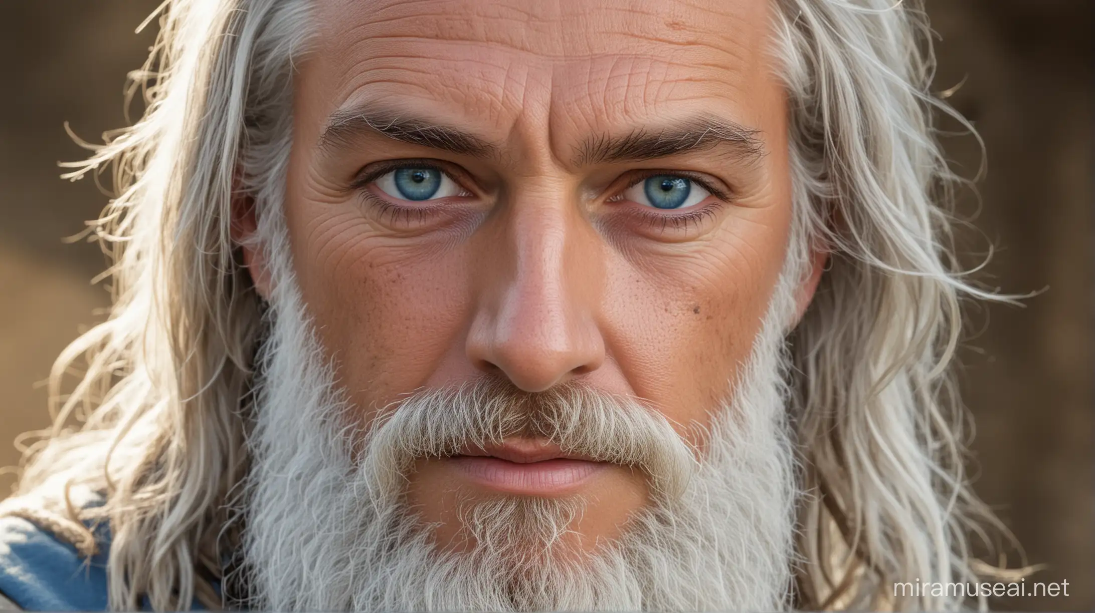Enoch Bible Character with Blue Eyes and Intense Stare
