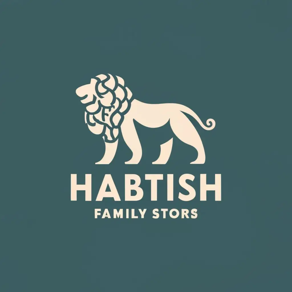 logo, lion, with the text "Habtish family store", typography