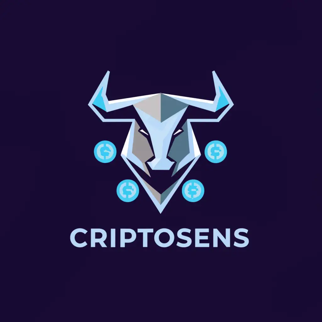 a logo design,with the text "Criptosens", main symbol:Cryptocurrency bull,Moderate,clear background