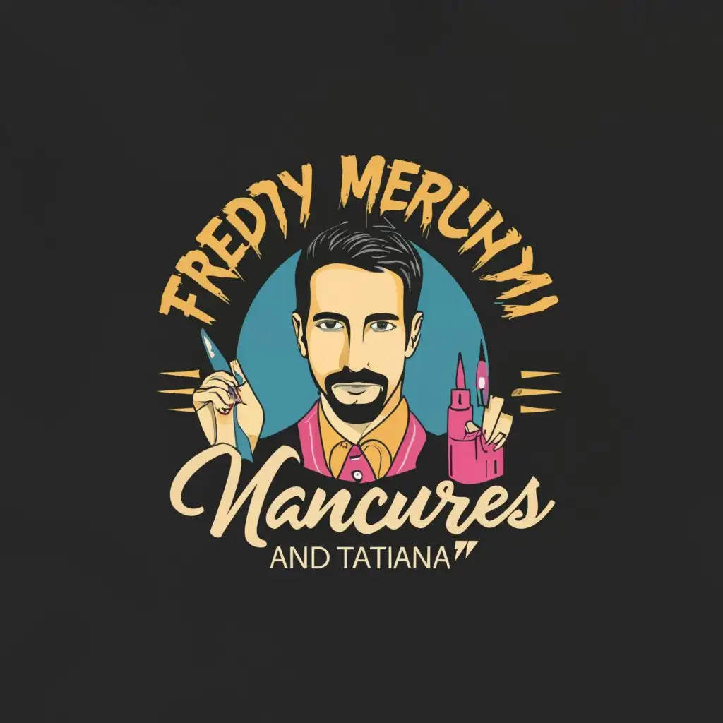 logo, Freddy Mercury and manicures, with the text "Freddy Mercury and manicures and Tatiana", typography, be used in Internet industry