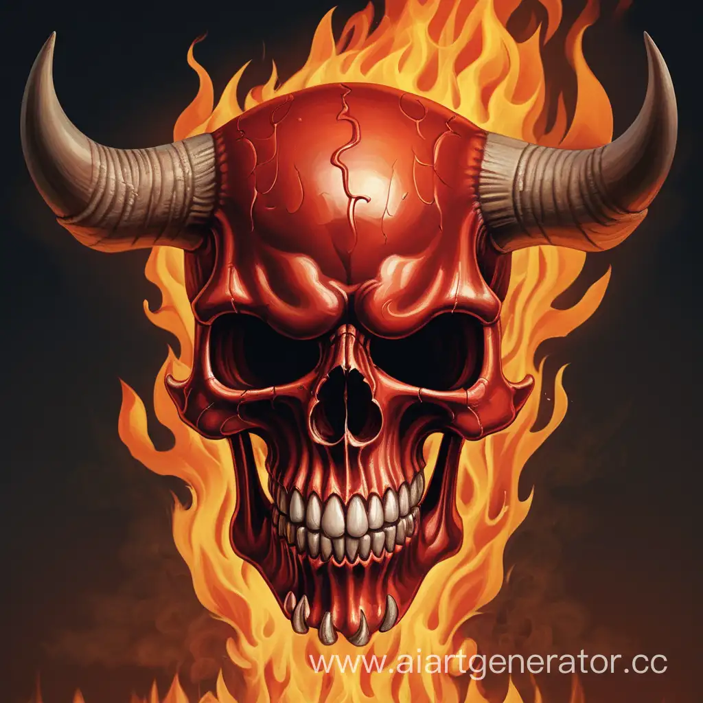 The devil's skull is on fire