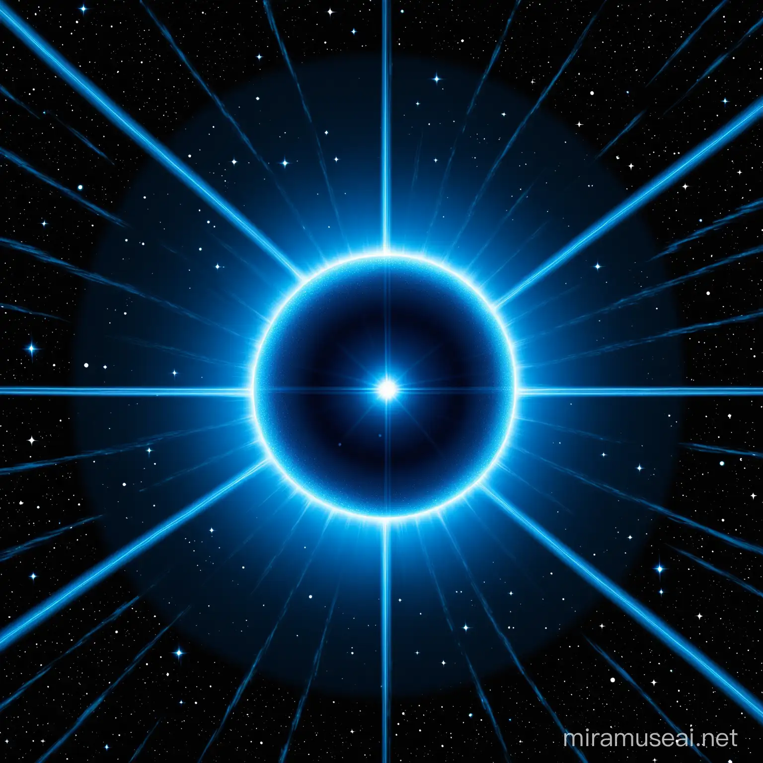 blue sun in space
