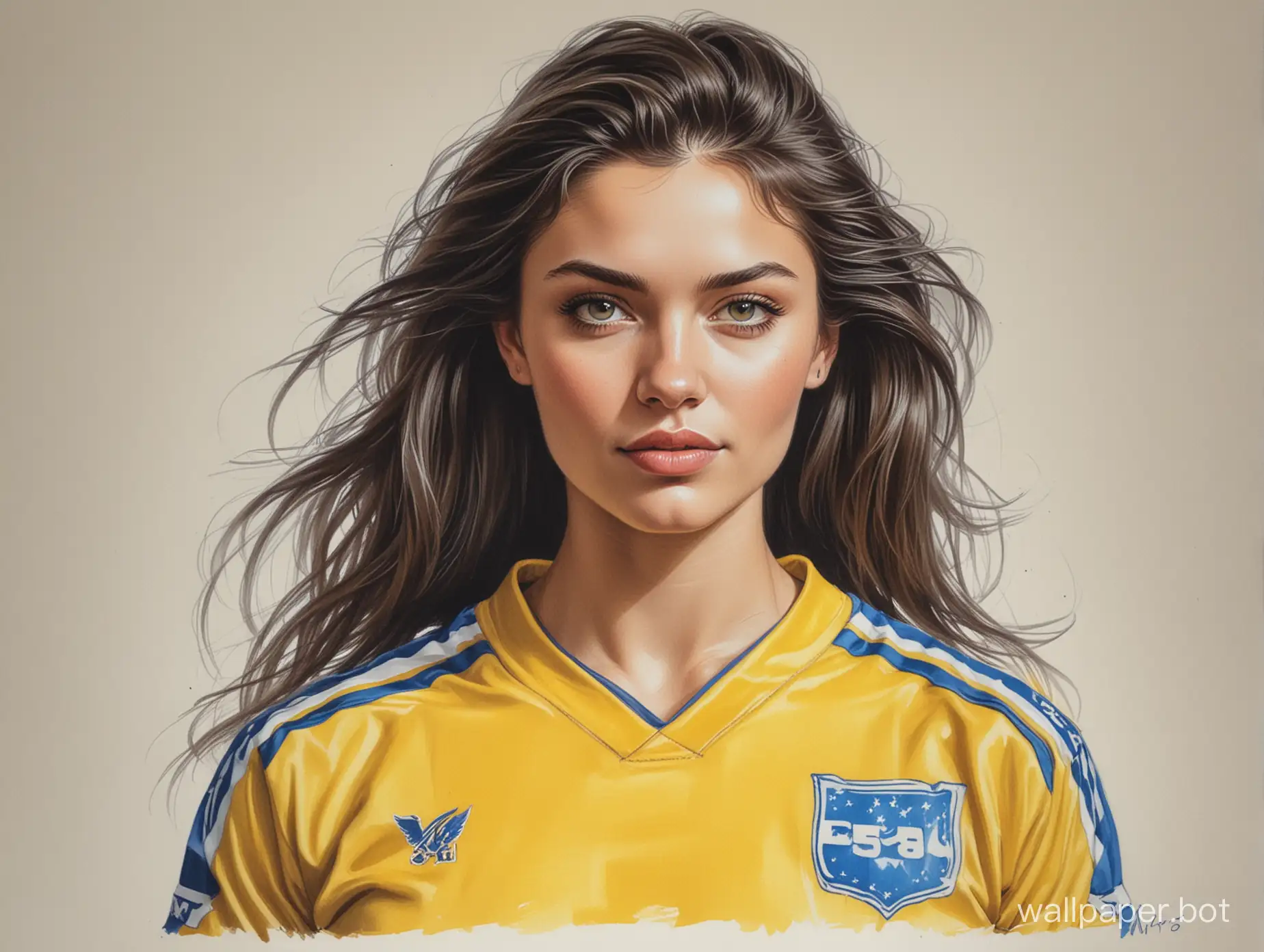 Portrait-Sketch-of-Valeria-Prigozhina-in-YellowBlue-Soccer-Uniform