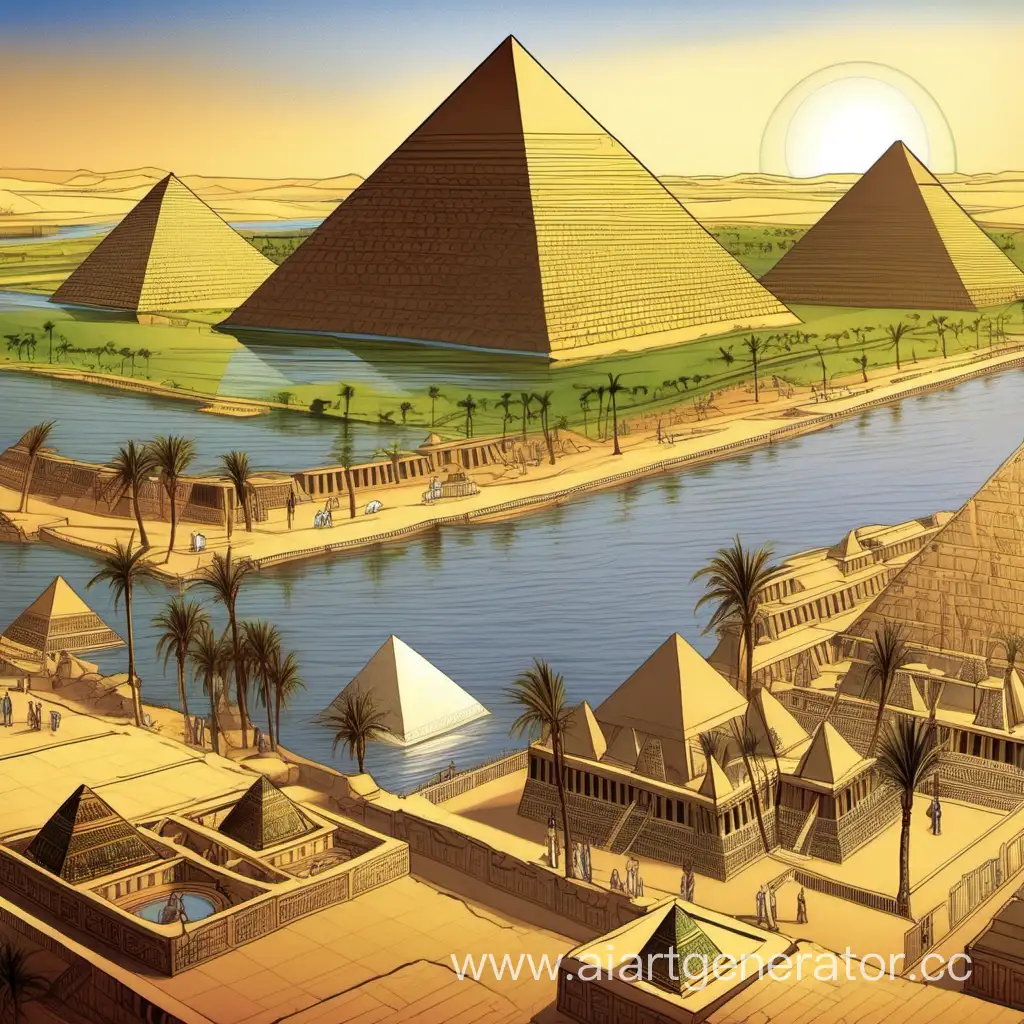Ancient-Egypt-Nile-River-and-Pyramids-Landscape