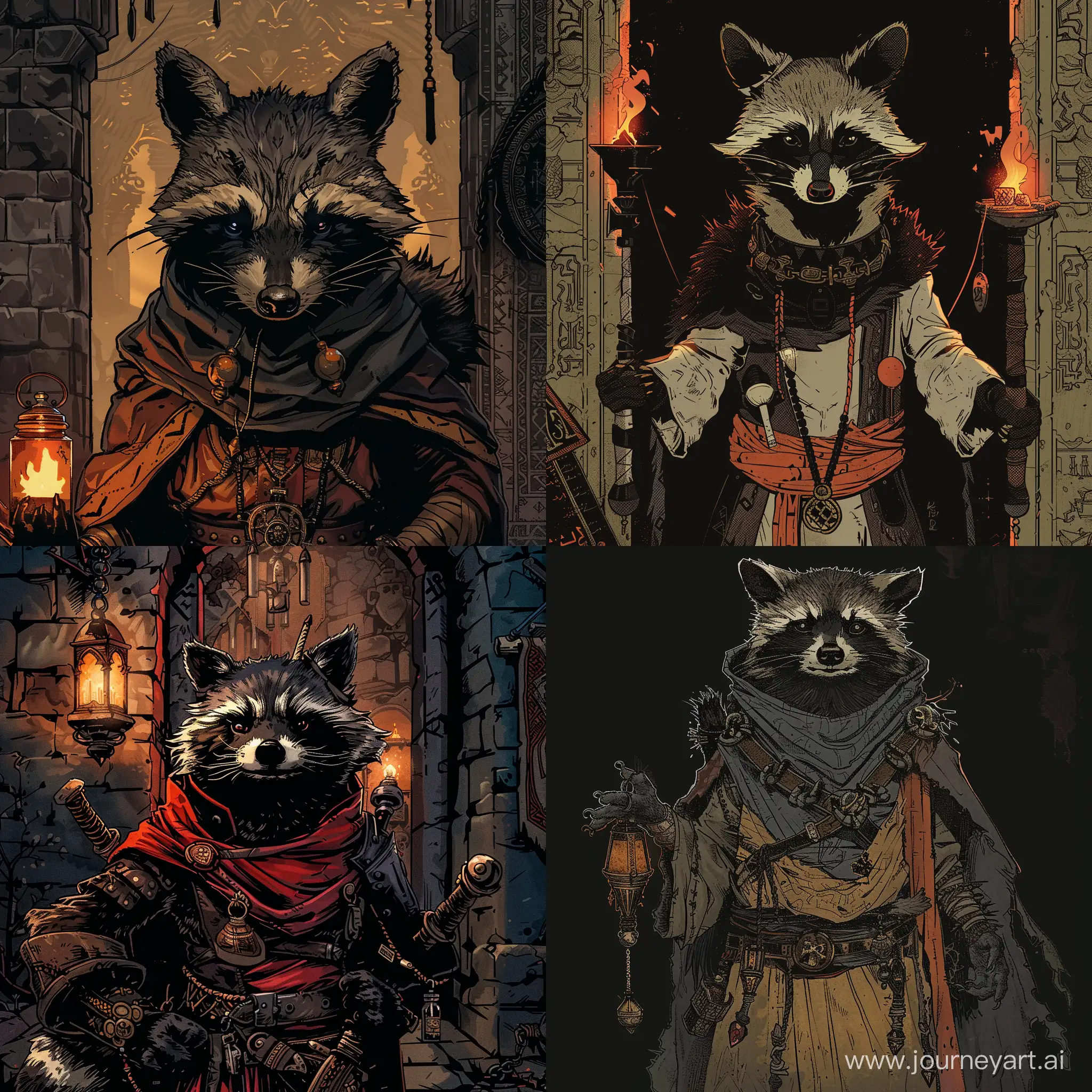 Arabian-Raccoon-in-Occultist-Attire-Darkest-Dungeon-Art