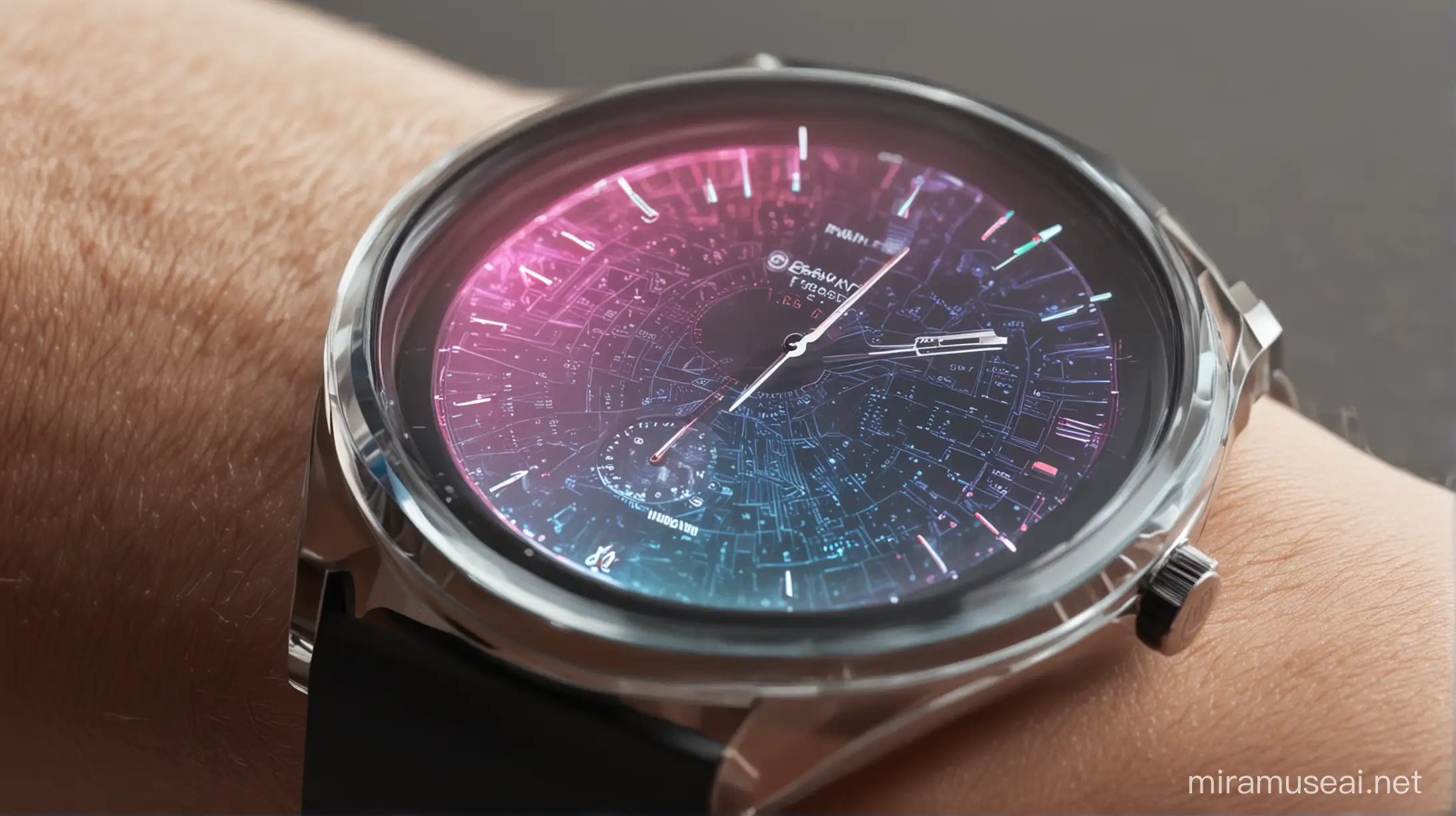 Futuristic Transparent Holographic Watch with CuttingEdge Display