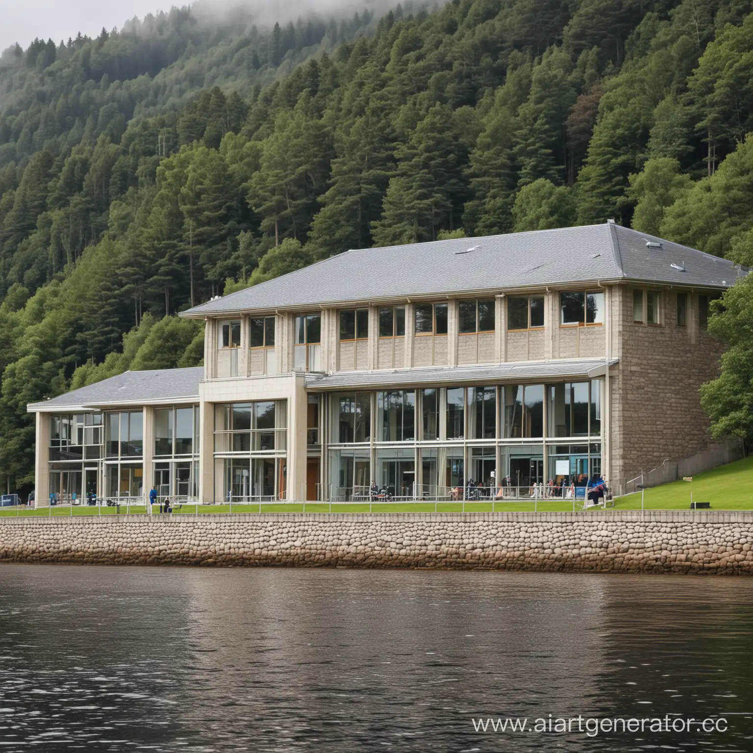 Modern-Loch-Ness-School-Building-with-Colorful-Windows