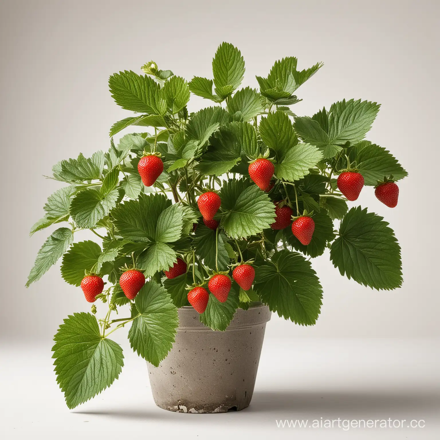Vibrant-Strawberry-Bush-on-Clean-White-Background