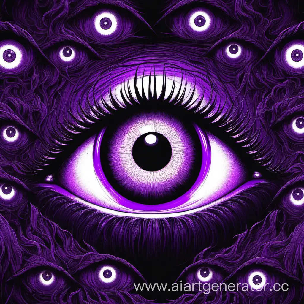 purple watching eyes from black void