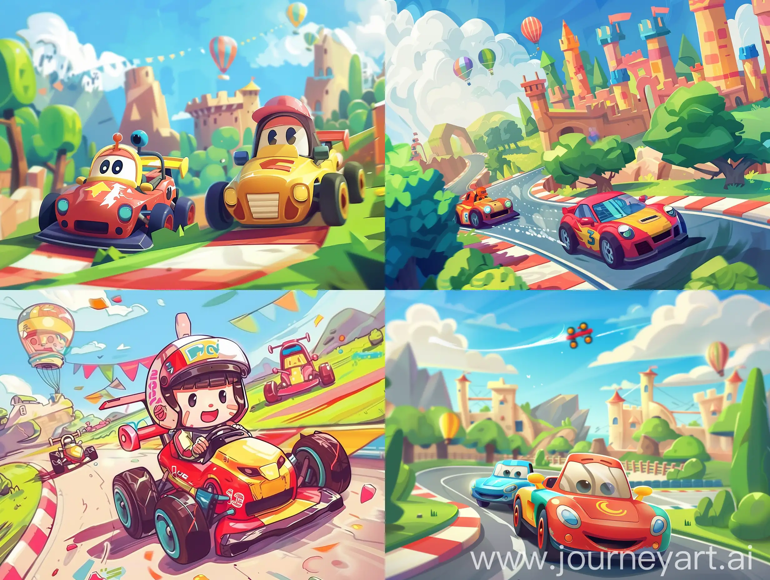 Cute, childish cover for a 2D racing game