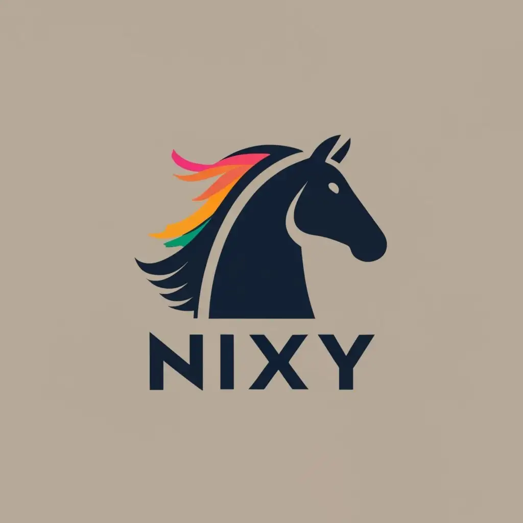 logo, horse head spirit, with the text "NIXY", typography, be used in Technology industry