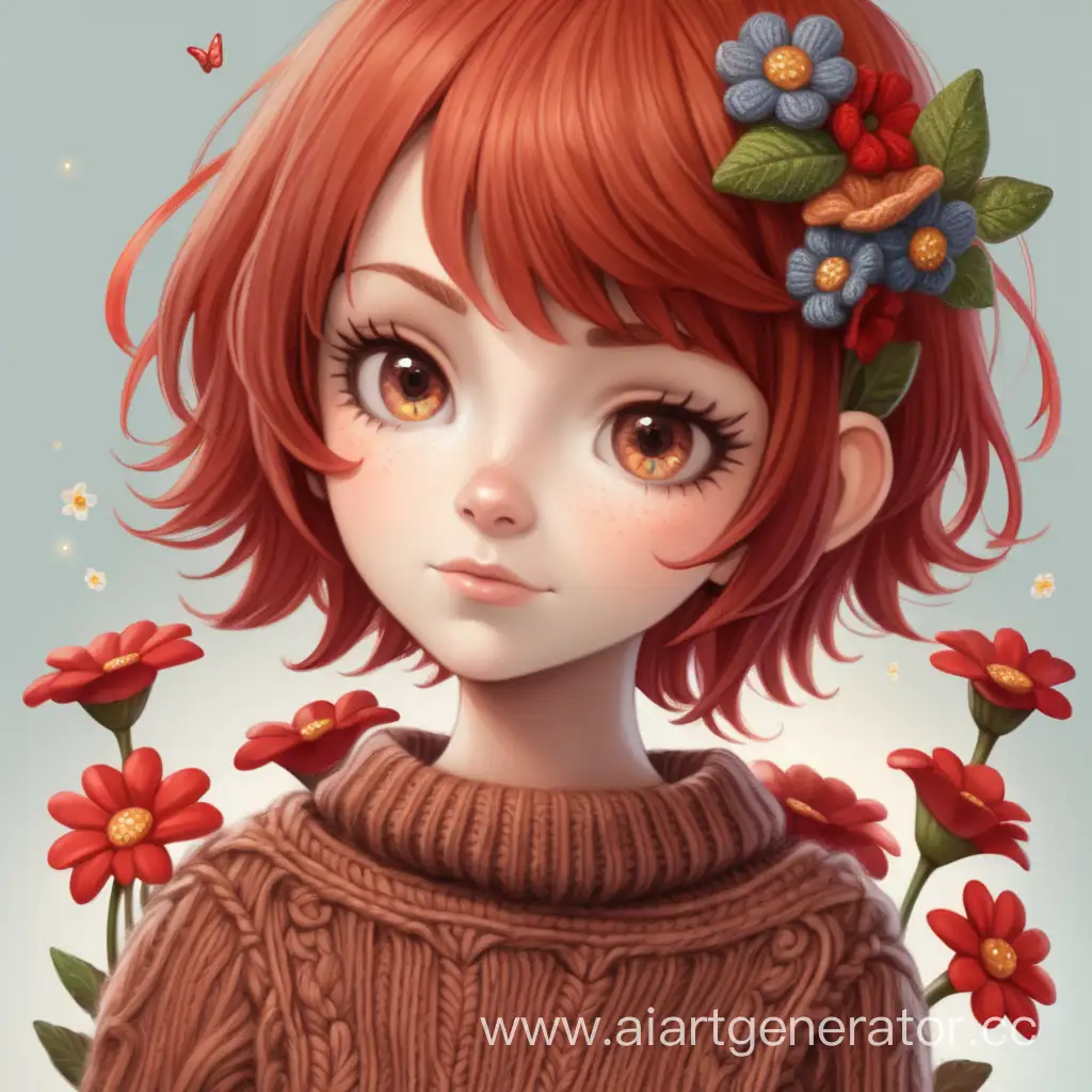 Enchanting-RedHaired-Fairy-in-Cozy-Knitted-Attire