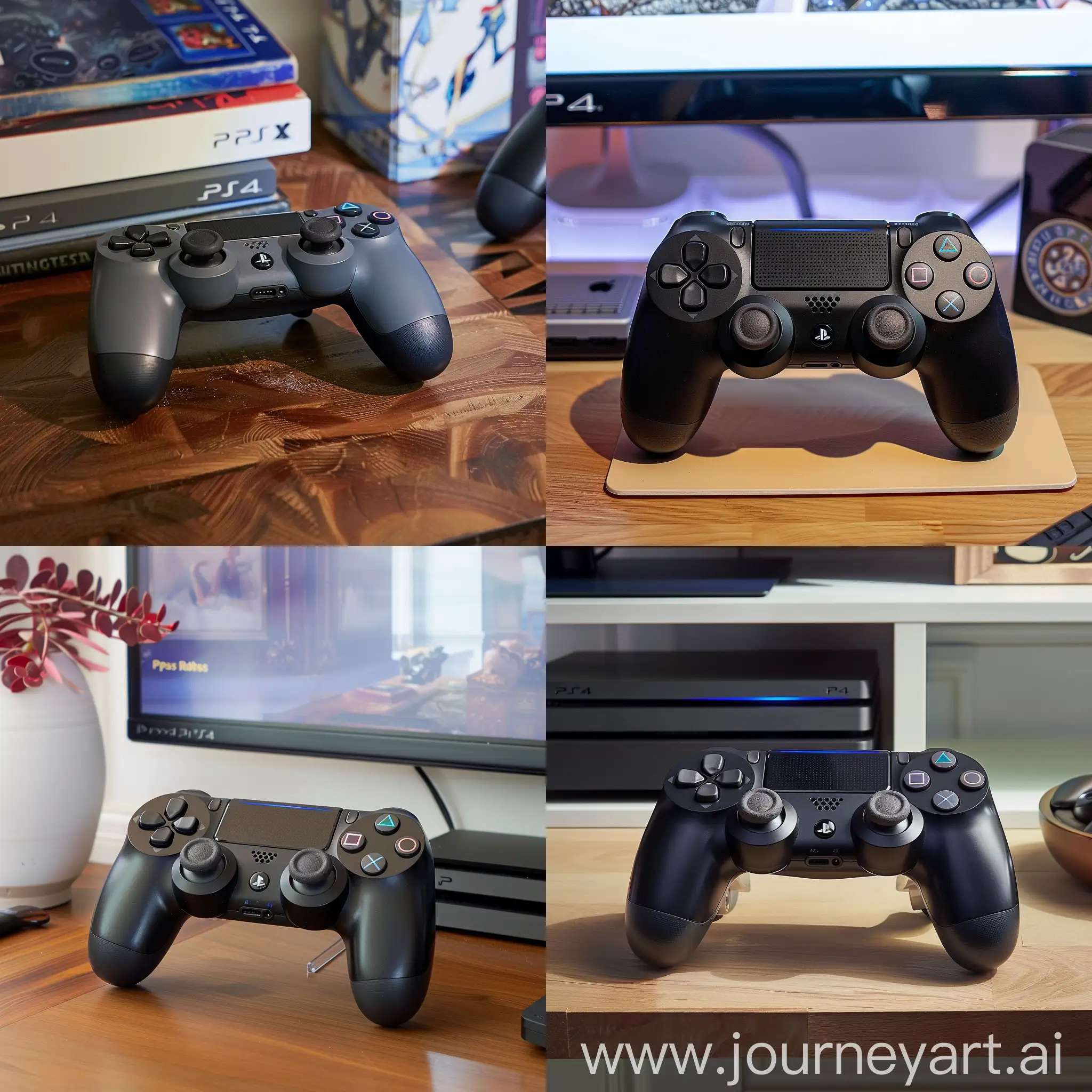 Gaming-Desk-with-PS4-Controller-and-Accessories