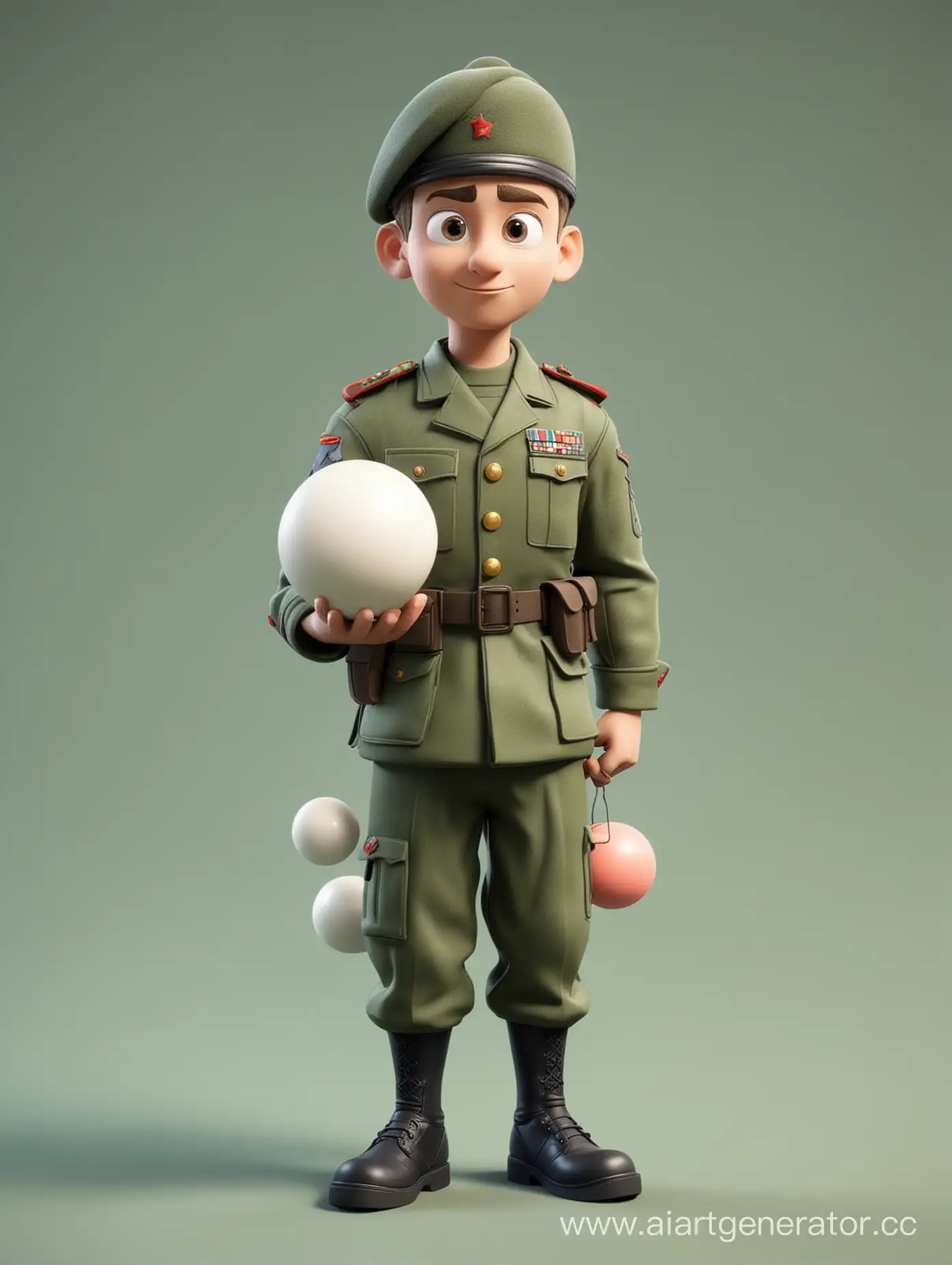  маленький мультяшный солдатик с шариками