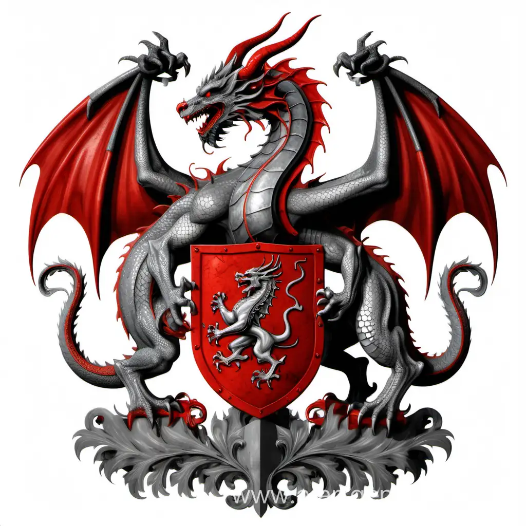 Dragon-Defeats-Devil-Striking-Red-and-Gray-Coat-of-Arms